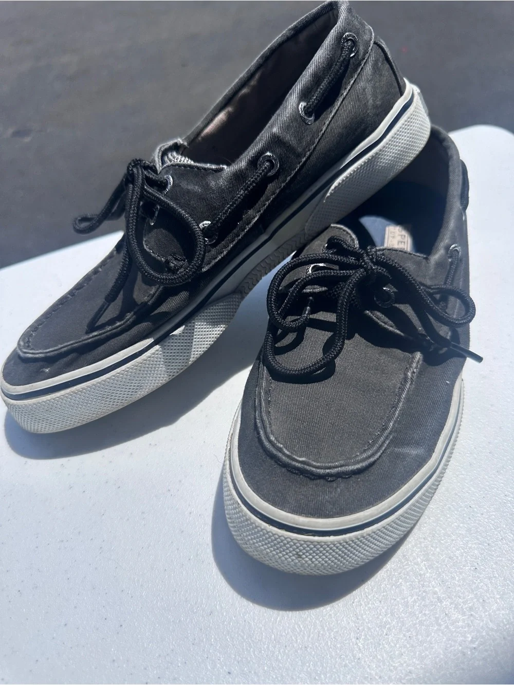 Sperry Men’s Black Canvas Lace-Up Boat Shoes